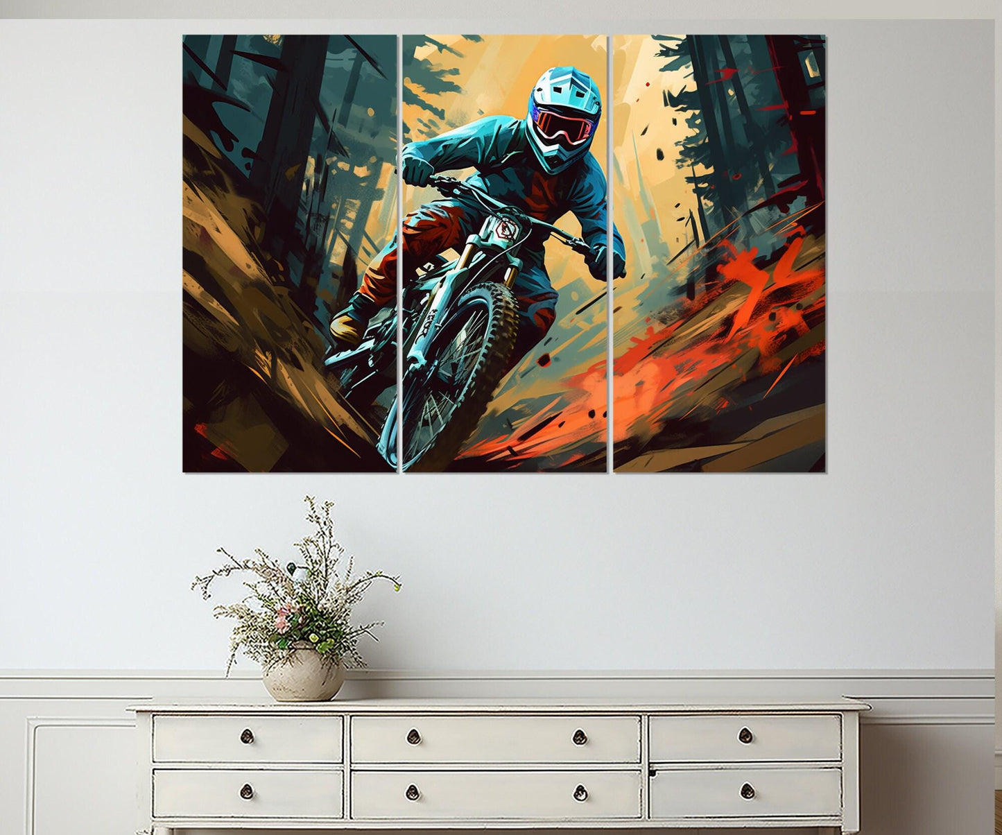 Motocross Wall Art – Framed Canvas Print | Dirt Bike Poster, Pop Art Decor