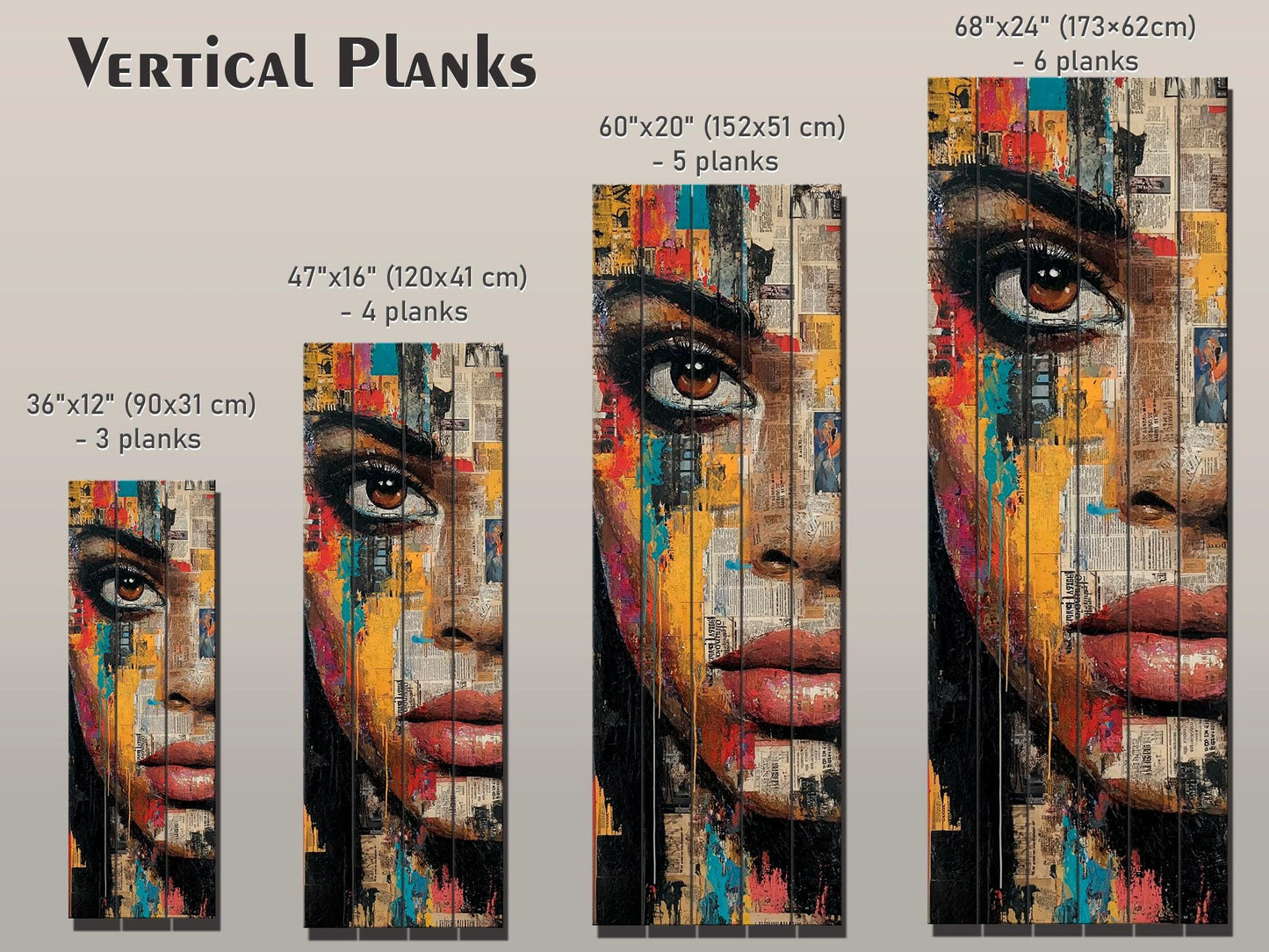 Abstract Expressionism Portrait | Black Woman Wood Wall Art – Mixed Media Print