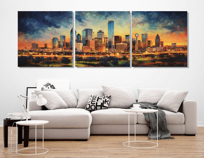 Dallas Canvas Print – Abstract City Painting | Large Gallery Wrapped Canvas Art