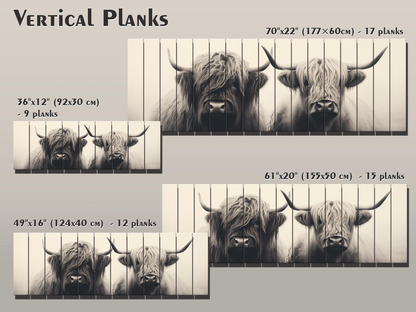 Highland Cows Wall Art – Handcrafted Wood Wall Decor | Rustic Farmhouse Print