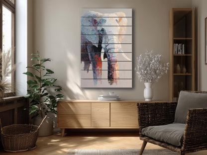 Elephant Wood Art – Minimalist Natural Wood Print | Rustic Farmhouse Wall Decor