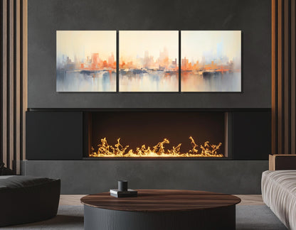 Abstract City Painting | Framed Canvas Print - City Skyline Art Ready to Hang