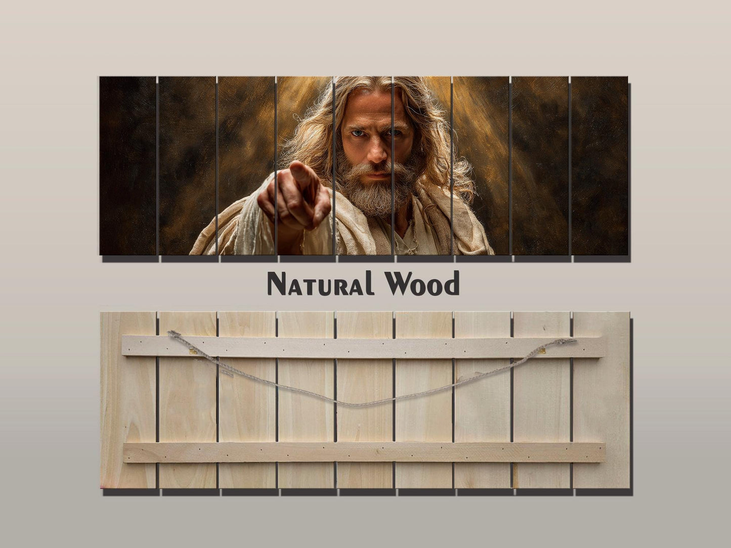 Jesus Christ Wall Art – Religious Wood Print | Golden Light Artwork on Planks