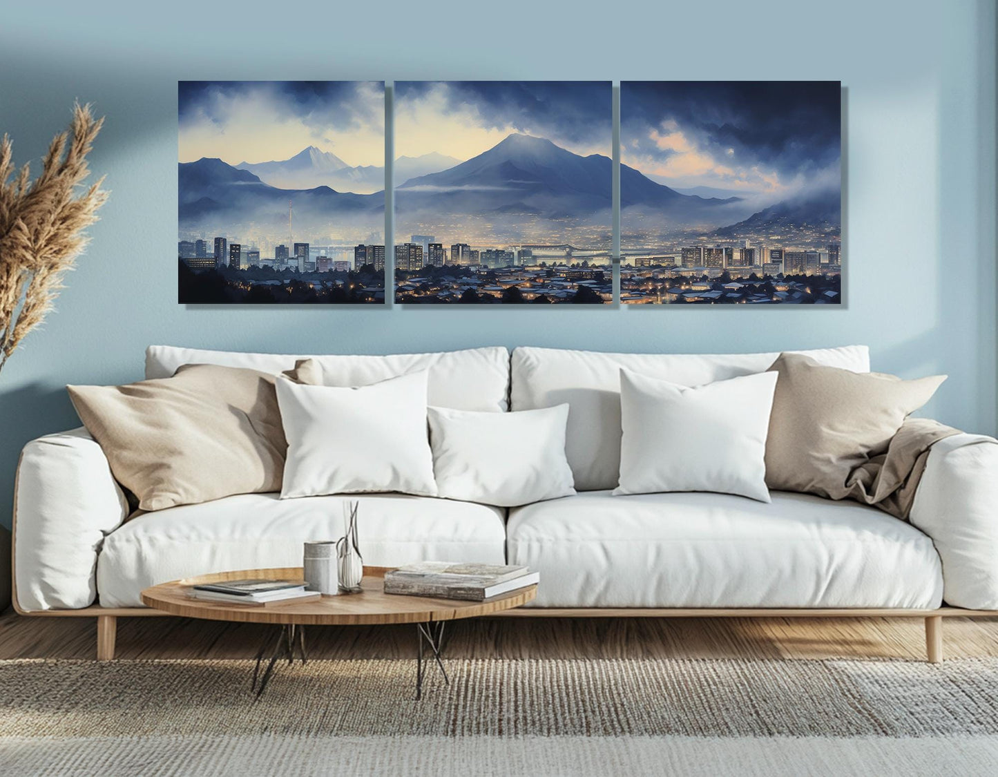 Misty Quito Canvas Print – Abstract Quito Skyline Painting | Framed & Ready to Hang
