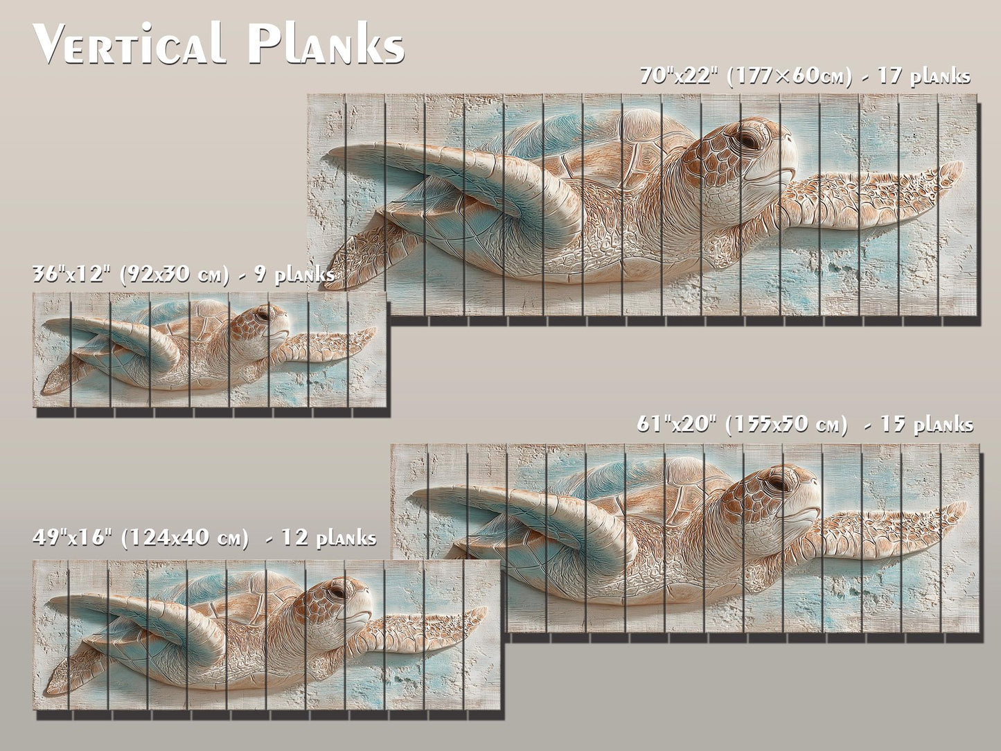 Sea Turtle Wood Art – Rustic Wood Decor | Coastal Ocean Wall Decor with Blue Beige Accents