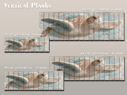 Sea Turtle Wood Art – Rustic Wood Decor | Coastal Ocean Wall Decor with Blue Beige Accents