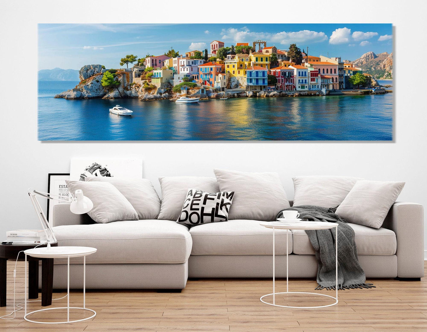 Greece Canvas Print - Large Island Abstract Greek Wall Art | Ready to Hang Cotton Canvas