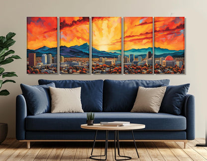 San Jose Canvas Print – Large Framed Gallery Wrapped Canvas | Abstract Cityscape Wall Art