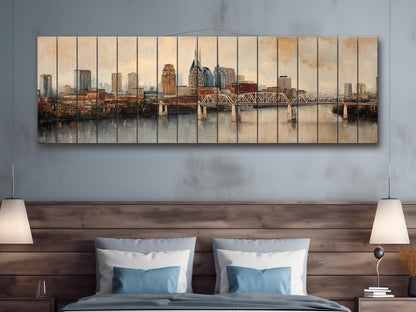 Salt Lake City Wood Print – Panoramic Cityscape on Distressed Rustic Wood Art