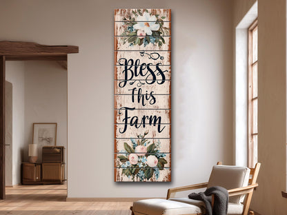 Rustic Wood Wall Art – Bless This Farm Sign | Farmhouse Wall Decor, Cozy Country Accent