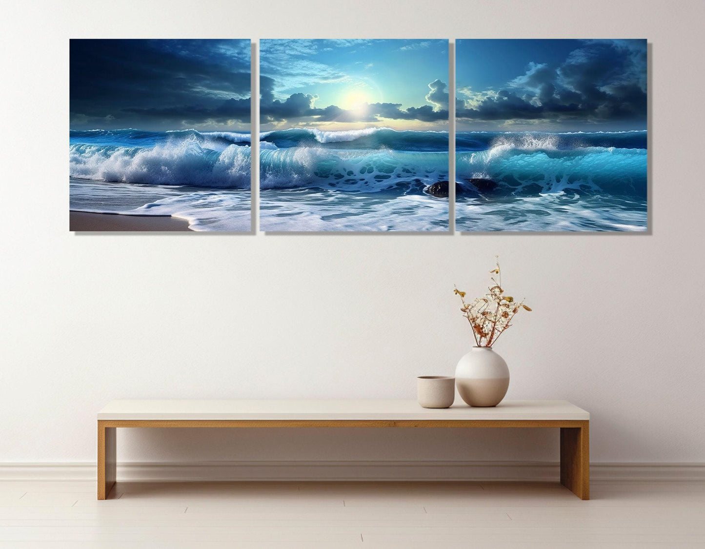 Sea Canvas Art - Large Ocean Waves Canvas Print | Panoramic Wall Art, Ready to Hang