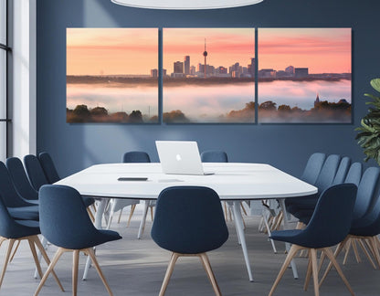 San Antonio Canvas Print – Large Sunset Painting | Abstract Cityscape Wall Art
