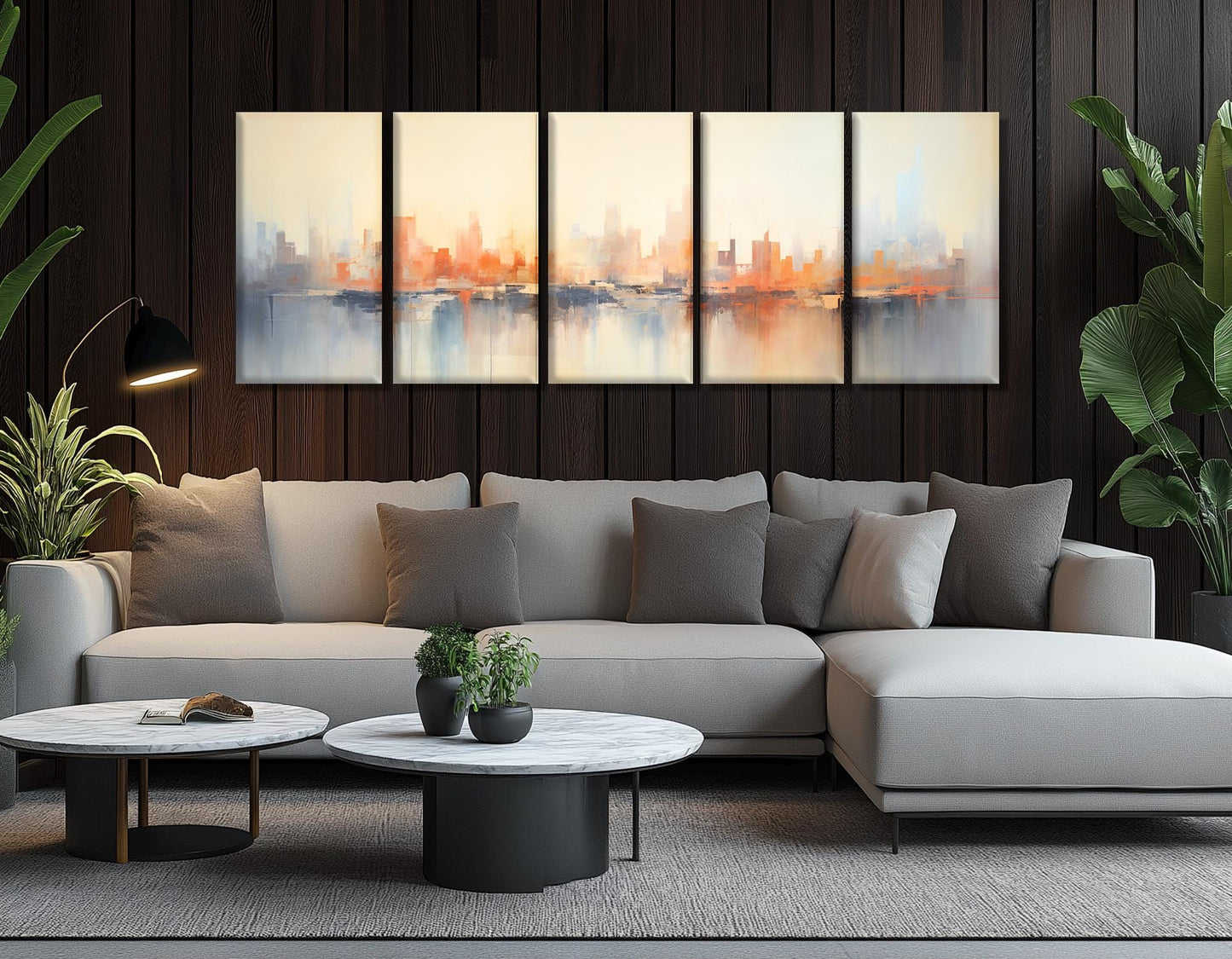 Abstract City Painting | Framed Canvas Print - City Skyline Art Ready to Hang