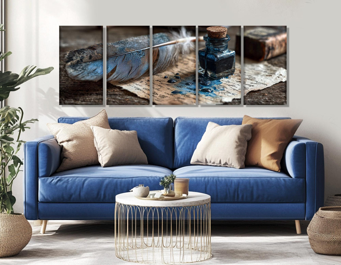 Scribe’s Quill and Inkpot Canvas Print, Writer Gift, Framed and Ready to Hang