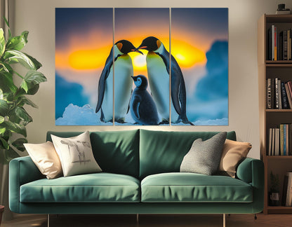 Penguins Family Canvas Print - Framed Cotton Wall Art | Ready to Hang