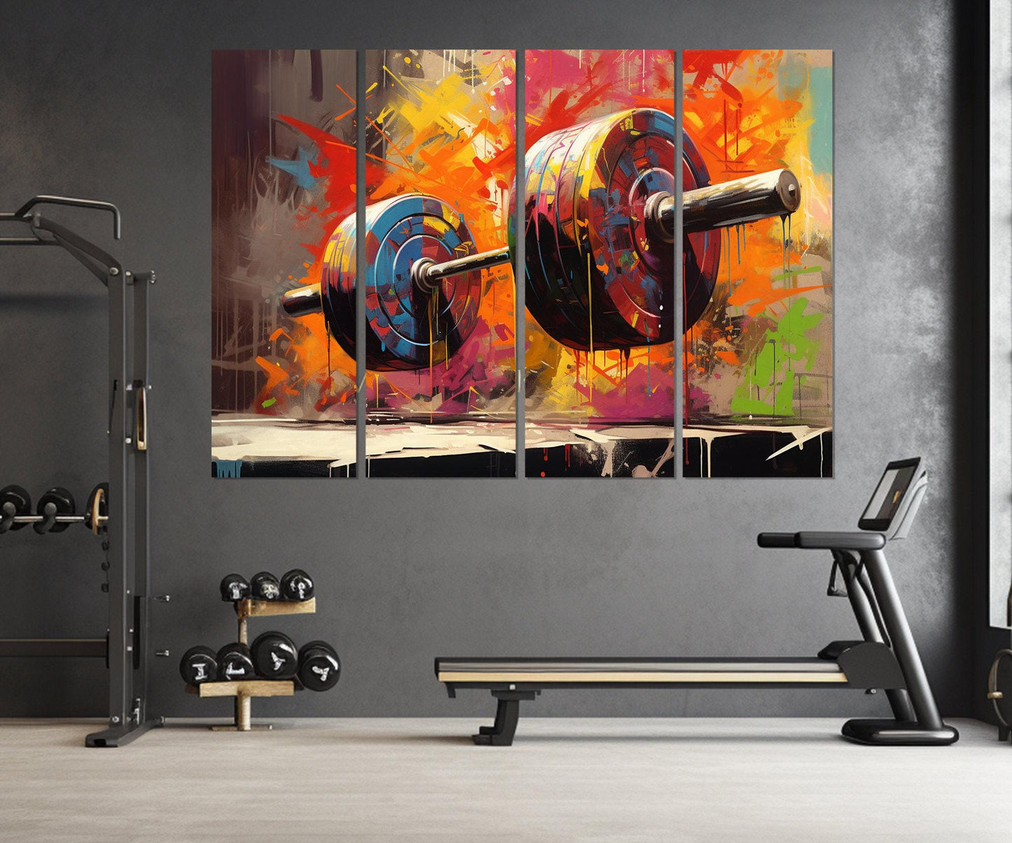 Weightlifting Canvas Print – Abstract Gym Wall Decor | Fitness Painting, Motivational Art