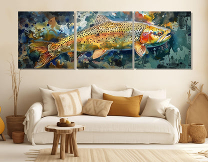 Rainbow Trout Canvas Print – Framed Fishing Wall Art, Gallery Wrapped Cotton Canvas