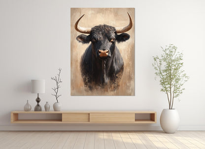 Black Cow Canvas Print – Rustic Cow Wall Art | Farmhouse Wall Decor, Ready to Hang