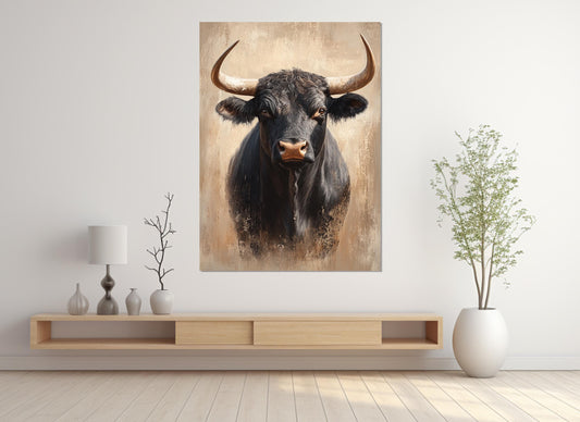 Black Cow Canvas Print – Rustic Cow Wall Art | Farmhouse Wall Decor, Ready to Hang