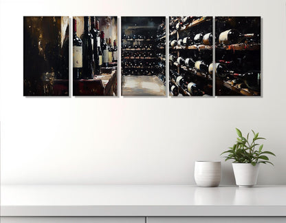 Vintage Wine Canvas | Framed Cotton Canvas Print - Panoramic Wine Wall Art