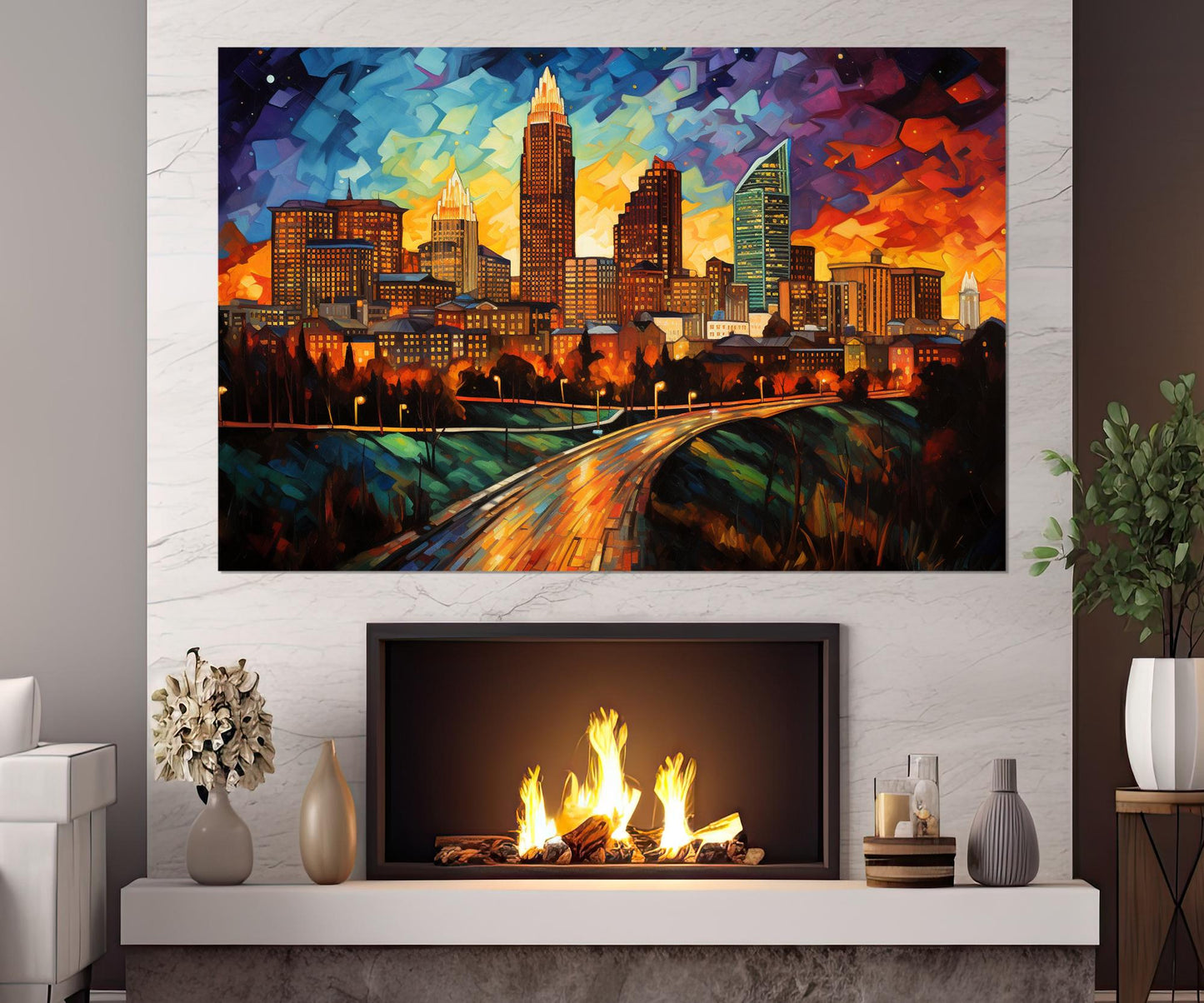 Raleigh Wall Art - Abstract Raleigh Canvas Print | Framed Ready to Hang