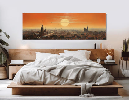 Abstract Brussels Wall Art, Brussels Skyline Canvas Print, Belgium Painting, Framed & Ready to Hang