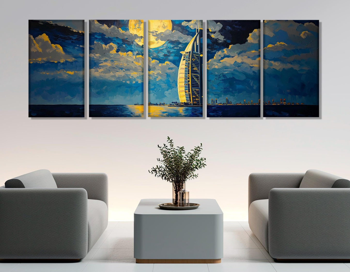 Dubai Canvas Print - Abstract Dubai Skyline Painting | Framed Cityscape Wall Art