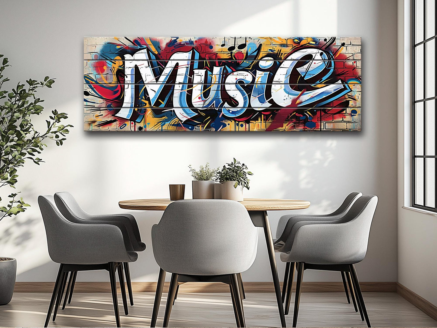 Graffiti Wood Art – Colorful Urban Wall Decor | Natural Wood Print, Ready to Hang