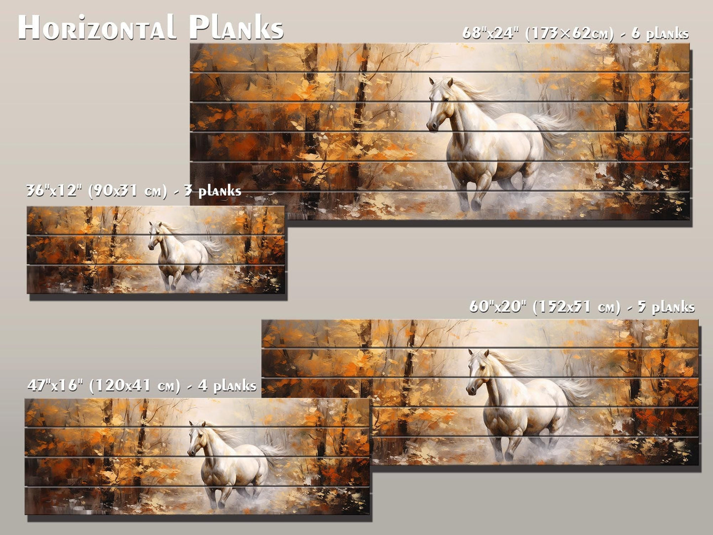 Horse Wood Print – Rustic Animal Wall Art on Natural Wood Planks