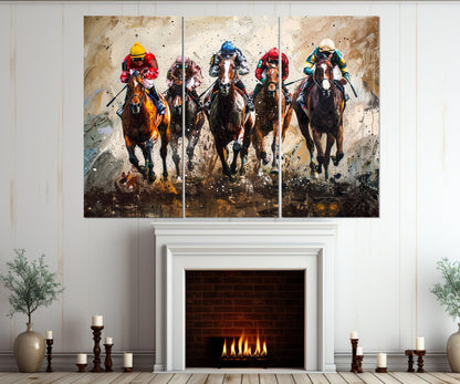Horse Racing Canvas Print - Framed Cotton Canvas Art, Kentucky Derby Wall Decor