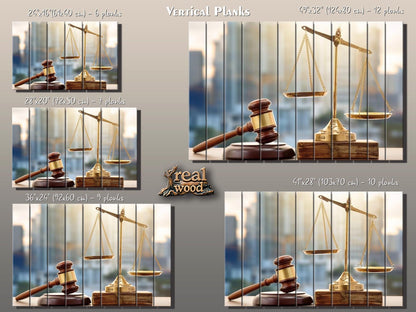 Rustic Wood Wall Art - Justice Wall Art Printed on Wood, Lawyer Office Decor, Judge Gift, Law Wall Art, Judge Hammer Poster, Attorney Gift