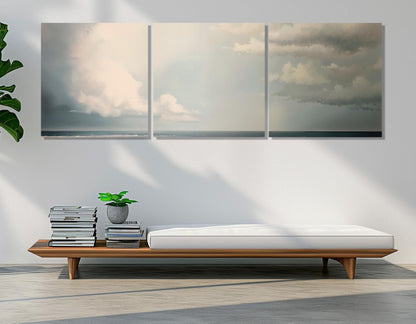 Scenic Sky over Sea Canvas Print, Soft Colors Sky Wall Art, Framed & Ready to Hang