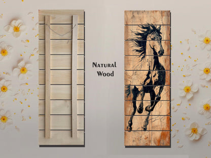 Wild Horse Wall Art – Rustic Wood Print With Unique Grain & Ready To Hang Decor