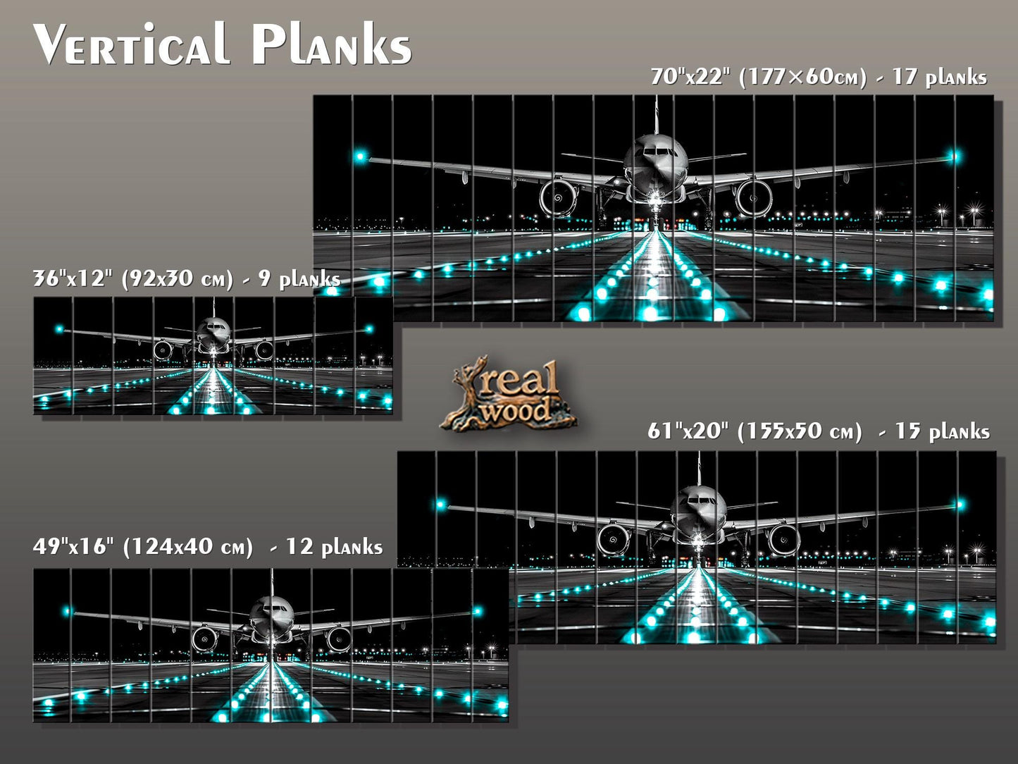 Wooden Wall Art – Scenic Airplane Wall Decor | Plane Panoramic Print on Wood