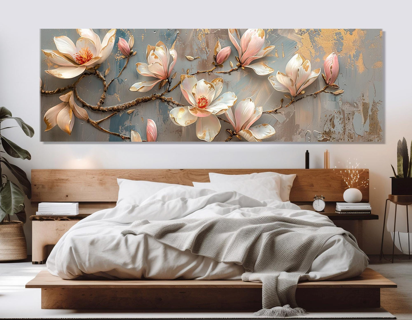 Magnolia Canvas Print – Large Floral Wall Art | Soft Pink Flower Painting, Ready to Hang