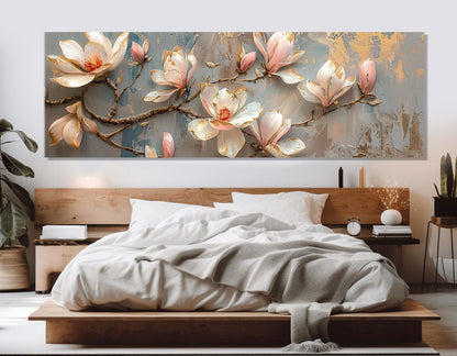 Magnolia Canvas Print – Large Floral Wall Art | Soft Pink Flower Painting, Ready to Hang