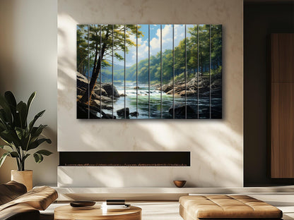 Wisconsin Wood Wall Art - Natural Wood Plank Decor | Wisconsin River Print