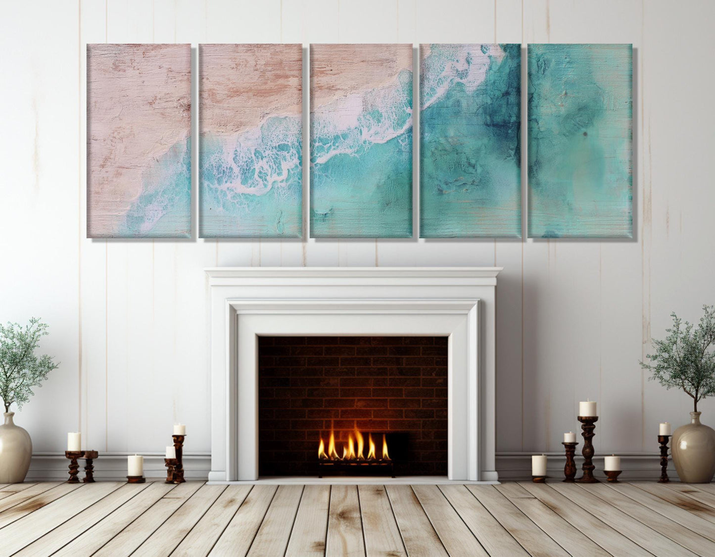Beach Canvas Print – Soft Tones Rolling Waves Art | Framed & Ready to Hang