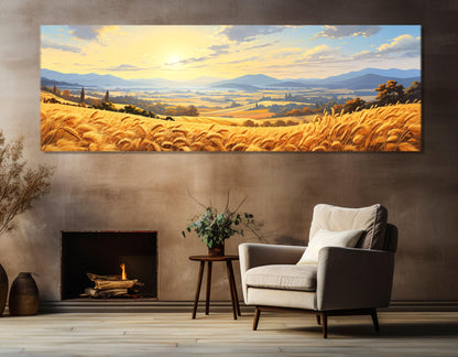 Wheat Field Canvas Print - Rustic Farm Wall Decor | Large Framed Artwork