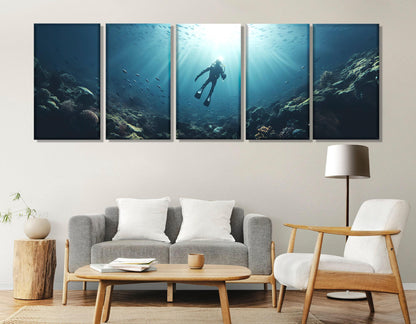Diving Canvas Print – Large Underwater Wall Art | Ready To Hang Gallery Wrapped Canvas