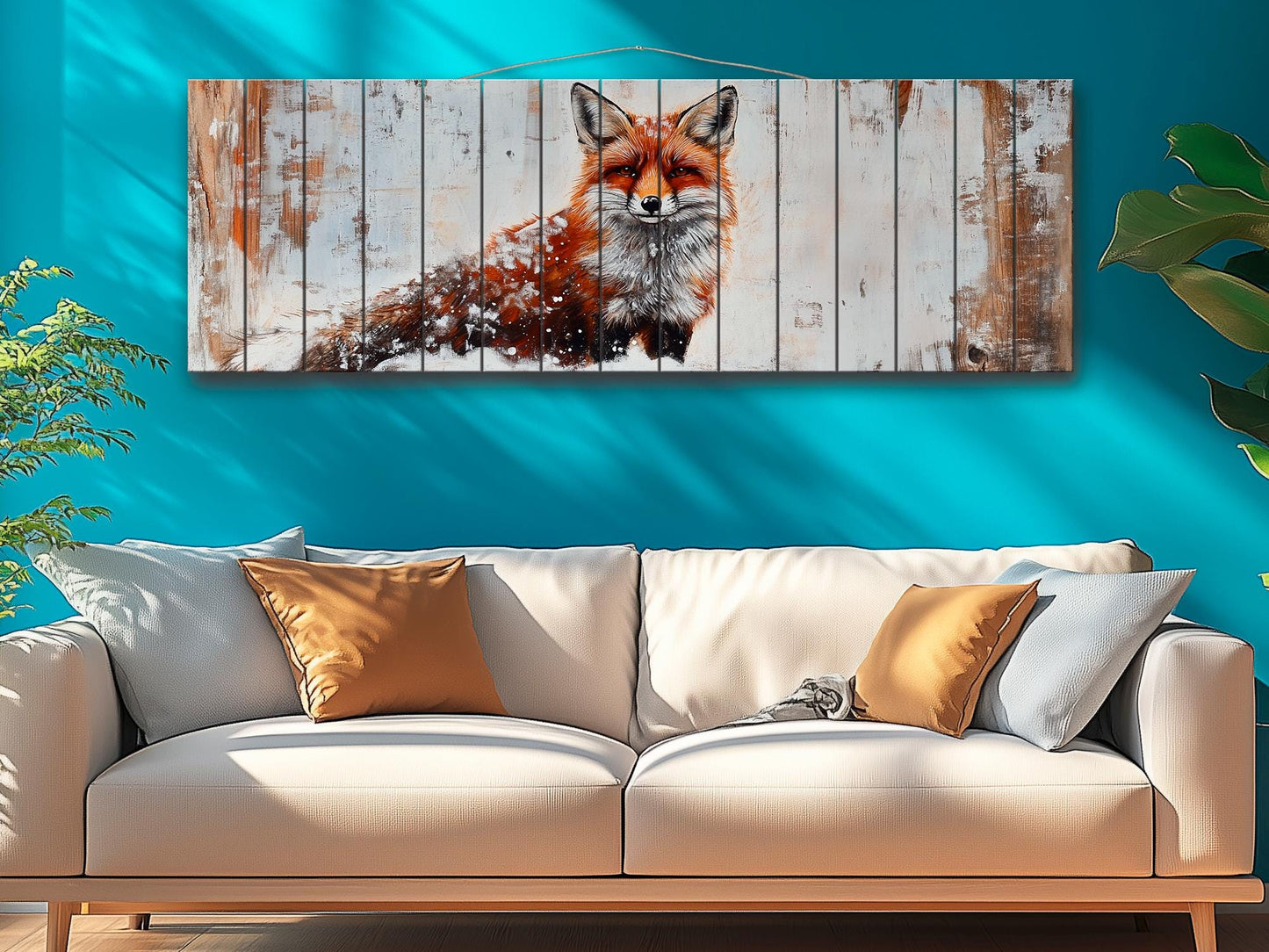 Wood Wall Art - Rustic Red Fox Print on Natural Wood | Forest Animal Decor