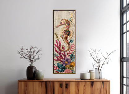 Seahorse Canvas Print – Ocean Wall Art | Framed Floating Frame Canvas, Ready to Hang