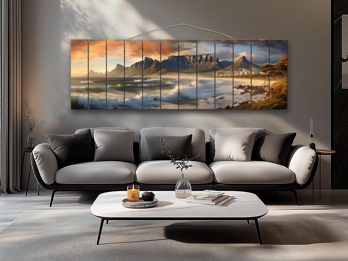 Cape Town Wood Wall Art – Rustic Abstract Skyline Print on Wood Planks