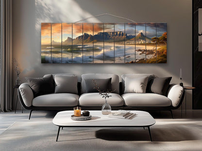 Cape Town Wood Wall Art – Rustic Abstract Skyline Print on Wood Planks