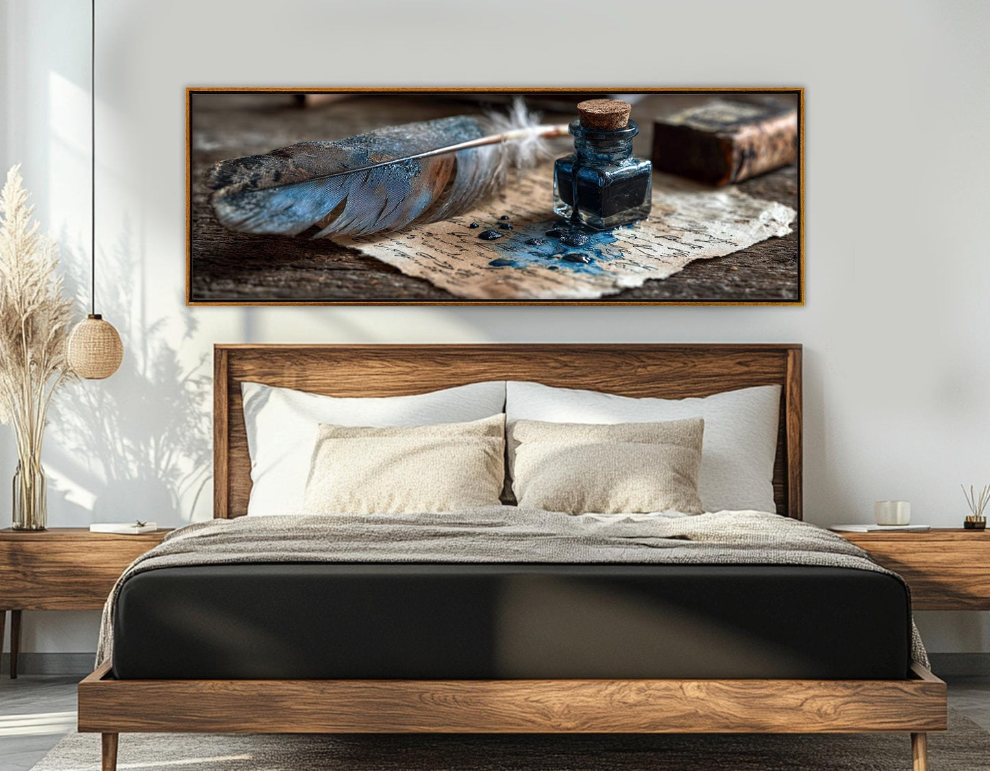 Scribe’s Quill and Inkpot Canvas Print, Writer Gift, Framed and Ready to Hang