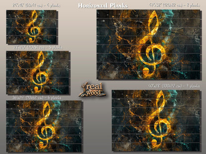Treble Clef Wall Art - Rustic Wood Plank Painting with Organic Texture