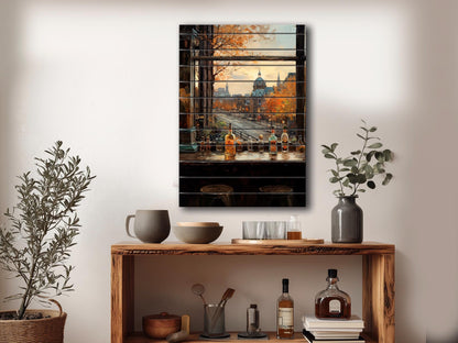 Rustic Bar Print on Natural Wood – Bar Wall Art
