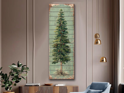 Rustic Wood Wall Art - Stylized Pine Tree Wall Print | Cozy Cabin Decor