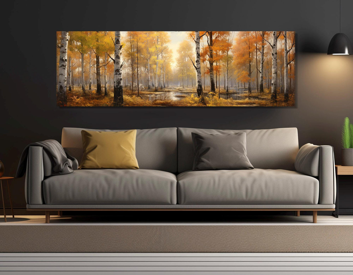 Autumn Forest Canvas Print – Framed Eco Friendly Birch Trees Wall Art, Ready to Hang
