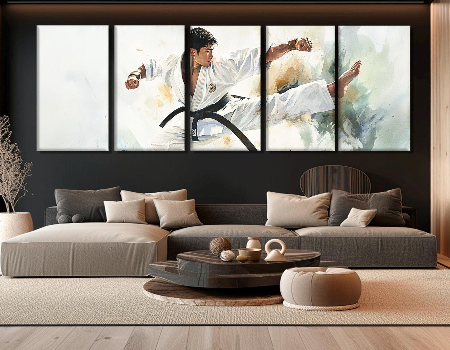 Jiu-Jitsu Watercolor Painting - Framed Cotton Canvas Print | Ready to Hang Wall Art